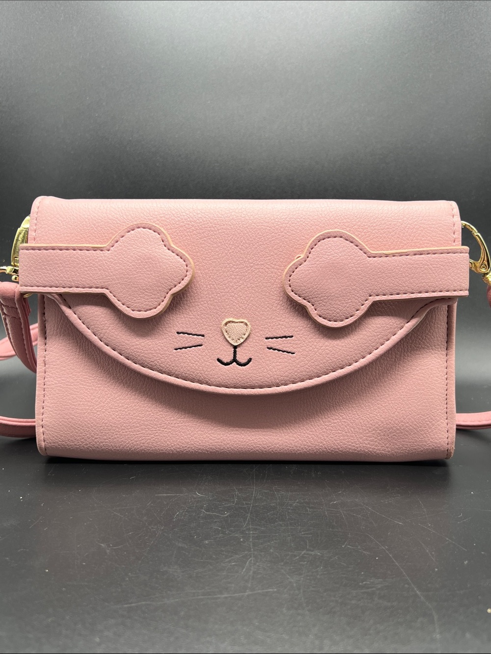 Betsey Johnson Pink Novelty Kitty Crossbody Bag Pink Magnetic Paw Flap
